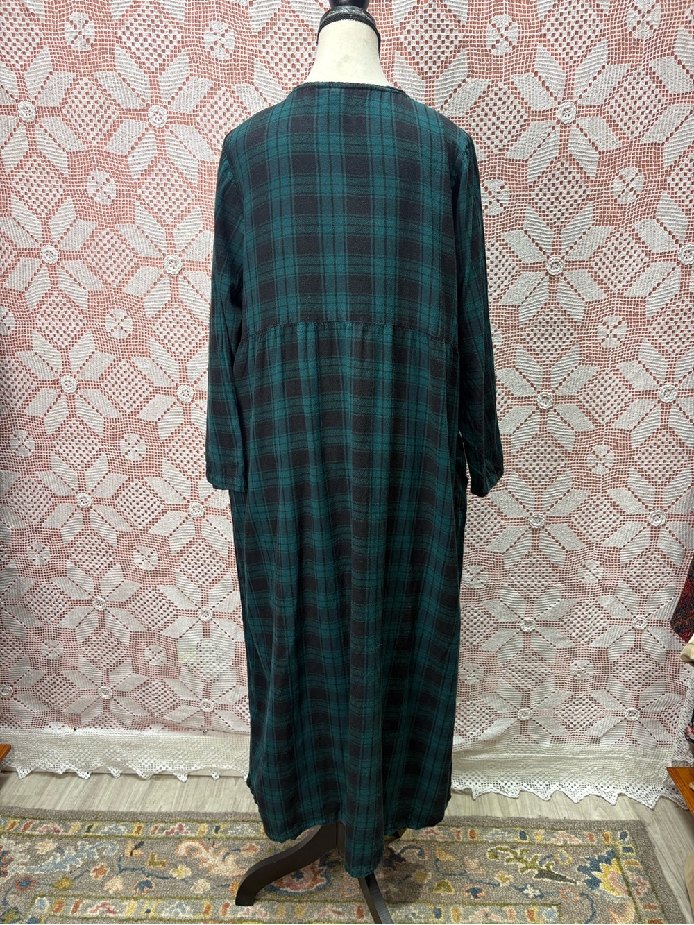 Vintage Vintage April Cornell Embroidered Plaid Maxi Dress - Picture 7 of 10